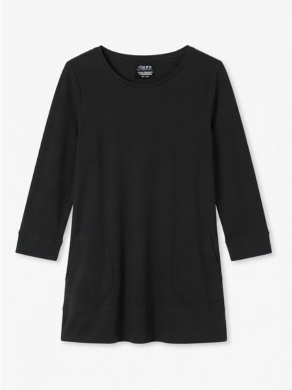Chico's The Ultimate Tee Black Supima Cotton 3/4 Sleeve Pocket Top Size 0 (US